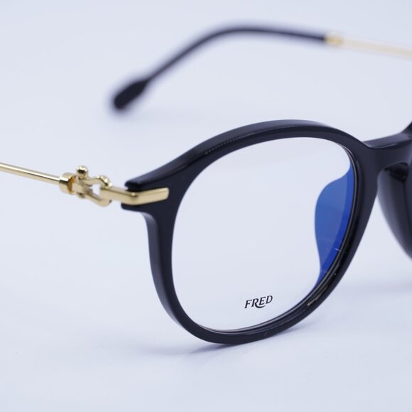 Fred FG50005F 001 Eyeglasses Black/Gold 51mm Square Frame - Picture 2 of 10
